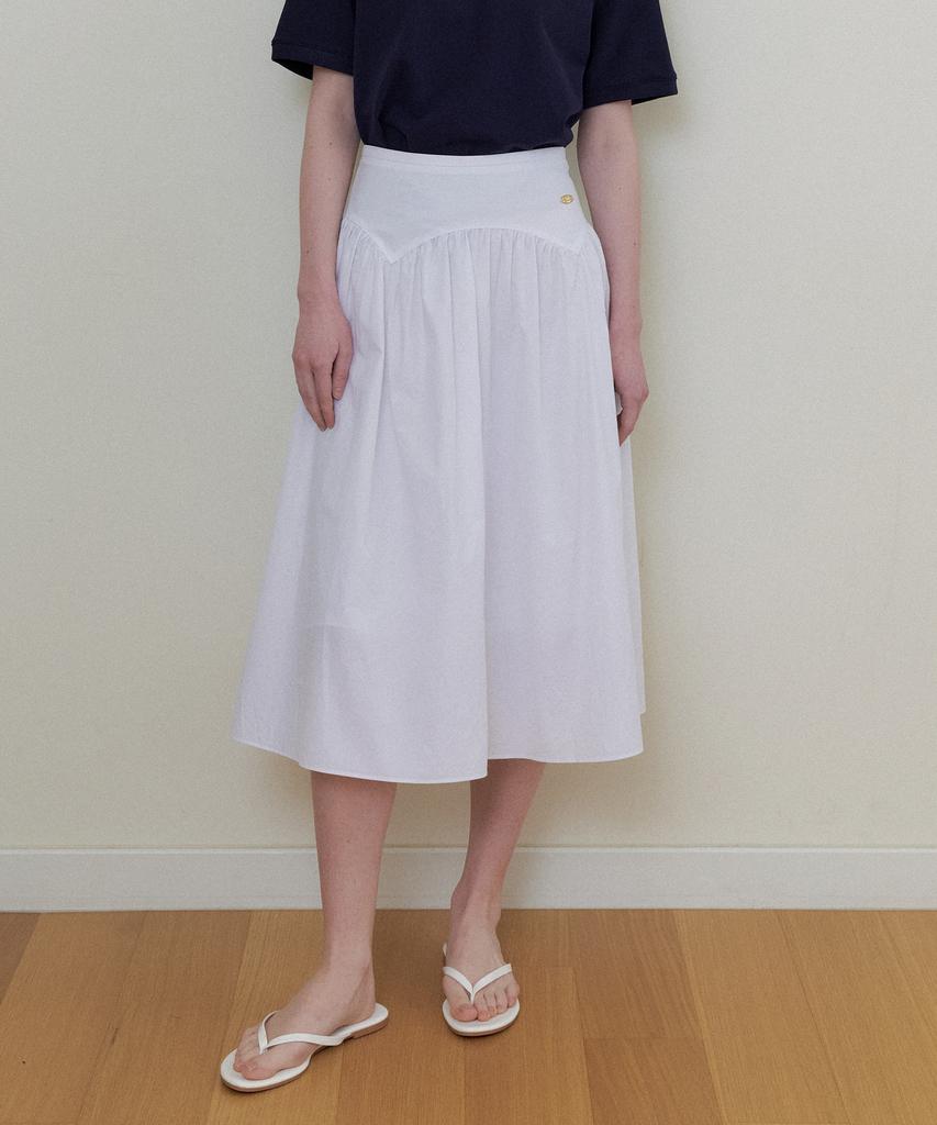 The Penny May Shirring Skirt - Ivory