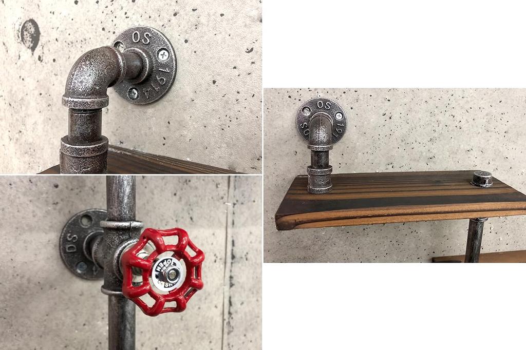 WNJAPAN Настенная полка, Индустриальный винтажный дизайн, Дизайн водопроводной трубы, Декор для кафе, Ретро стиль, SD-43 [Параллельный импорт]