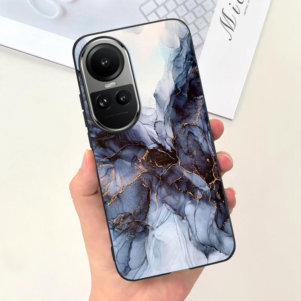 For Oppo Reno10 Case Luxury Colourful Painted Cover Soft Silicone Phone Case For Oppo Reno 10 Reno10 Pro 5G Back Cover Bumper