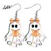 Comfortable Daily Earrings Cute Reading Ghost Earrings, Sweet Bowknot Drop Lightweight Acrylic Halloween Jewelry for Women Girls Dangle