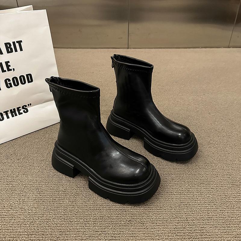 Модные ботинки с застежкой-молнией сзади, женские, 2024, новые, на толстом каблуке, на платформе, ботинки Martin, модный темперамент, удобные ботинки Martin, прилив