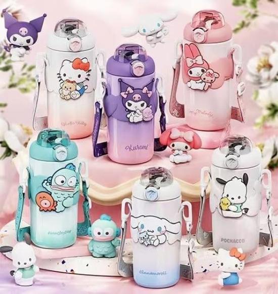 Hangyodon Kuromi Thermos Water 500ml Vacuum 316 Stainless Perfect for and Keeps Drinks Cold and Perfect Gift for Bottle, Insulated, Steel, Commuting,