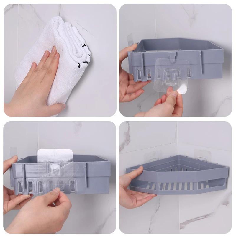 Seamless Sticker Triangle Shelf Toilet Storage Rack Kitchen Bathroom Toilet Shelf Corner Storage Rack