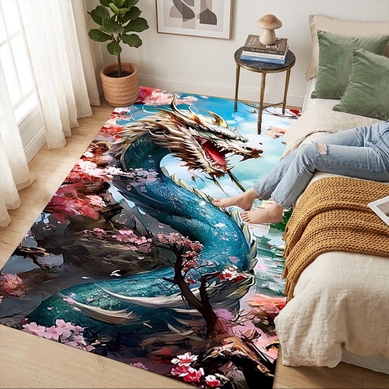Dragon Blossom Living Room Nonslip Area Rug Soft Carpet For Bedroom Game Playroom Sofa Office Home Decor Doormat Christmas Gift C9302143