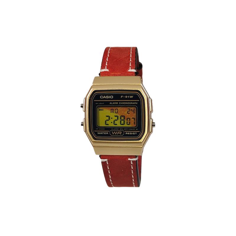 Casio Индивидуальная серия модифицированных часов золотой корпус из смолы классические ретро маленькие квадратные часы F-91WM-9A F-91WM-9A(Watch5-GaiZhuang-ChiHeYaoYe)