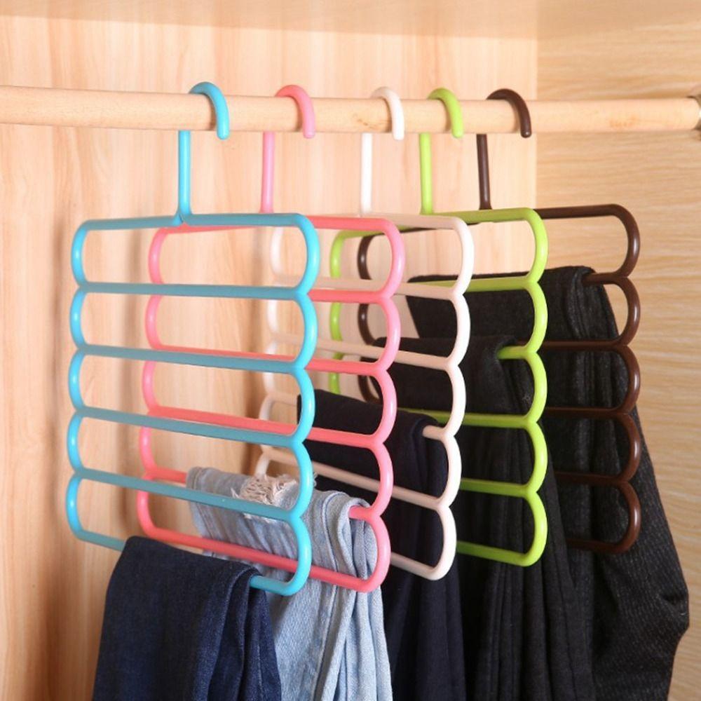 Bedroom Wardrobe Multilayer 5 Layers Storage Rack Clothes Hanger Pants Hangers Trousers Hanger