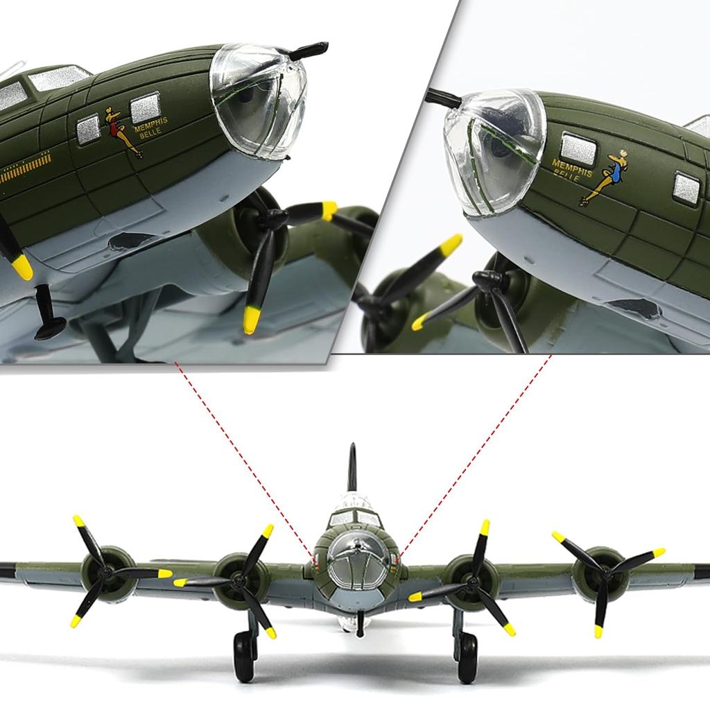 NUOTIE Flying Fortress Memphis Bell Bomber Металлическая модель Военная модель Fairchild Republic Литая модель самолета для коллекции 1144 B-17F