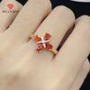 Высококачественная циркониевая сетка, красная прямая трансляция, вспышка, цвет огня, новая имитация граната, четырехлистный клевер, открытое кольцо для девочек