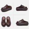 Johnature Thick Soled Slippers Genuine Leather Round Toe Versatile Women's Flat Platform Shoes