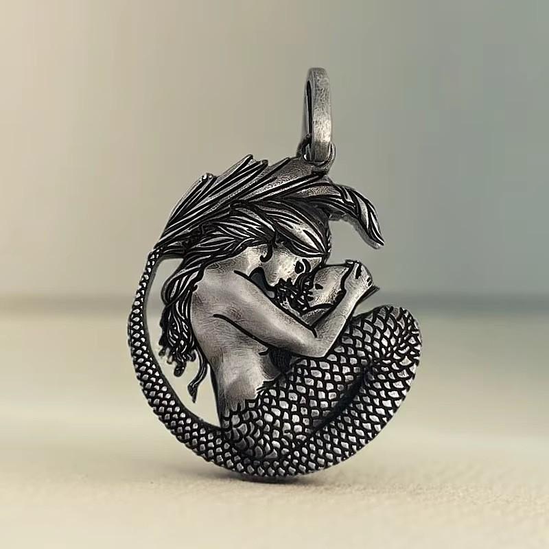 Pendant Mermaid Fashionable Necklace Geometric Pattern Men Women Decoration