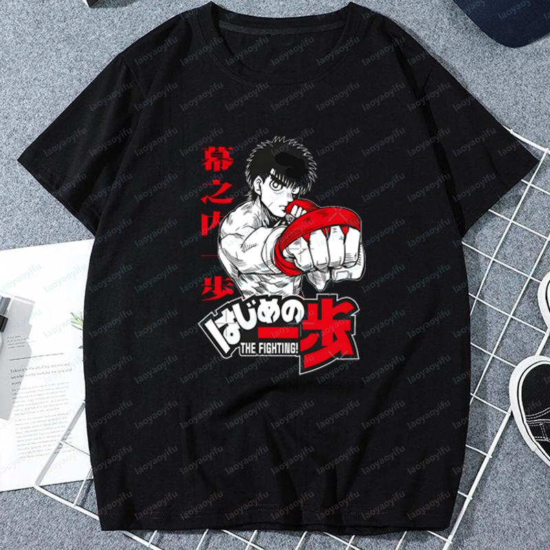 Японская футболка KBG Hajime No Ippo Винтажная с принтом Харадзюку Аниме Унисекс Хлопковая Новая ФУТБОЛКА Ретро Женские Мультяшные Топы