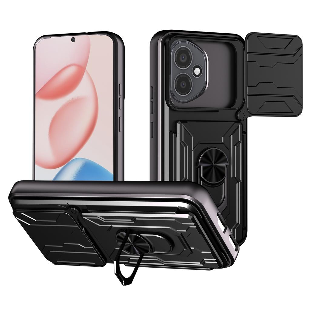 Для Honor 400 5G (Глобальный) Чехол ПК+ТПУ с подставкой и сдвижной крышкой для камеры