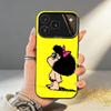 C-Cute Cartoon M-Mafalda Phone Case For iPhone17,16,15,14,13,12,11,Pro,MAX Gray Matte Silicone Black Cover