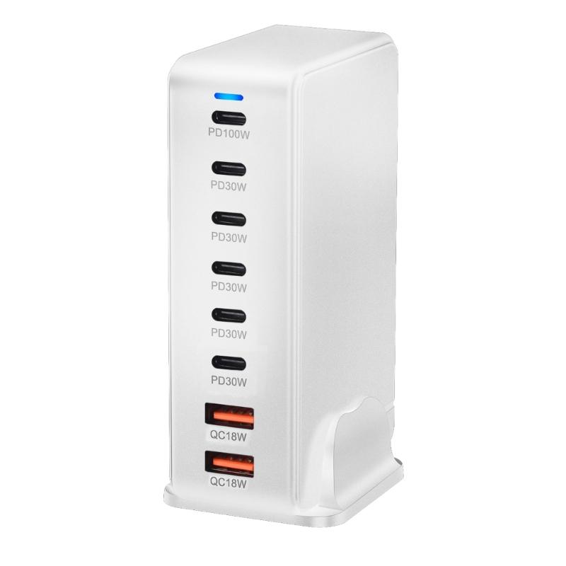 Многопортовая зарядная станция с выходной мощностью 286 Вт, 6 USB C и 2 USB-слота, настольный держатель-подставка для зарядки планшетов и телефонов