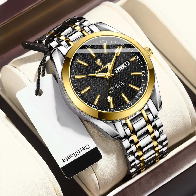 2024 Новые мужские часы, водонепроницаемые светящиеся модные высококлассные часы с календарем, стальной ремешок, изысканные часы с пульсирующей шкалой и циферблатом