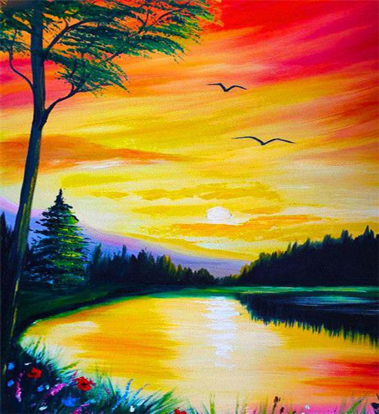 RUOPOTY Картина по номерам, пейзаж заката, рисунок на холсте, ручная роспись, домашний декор, подарок, картина по номерам, наборы для морского пляжа