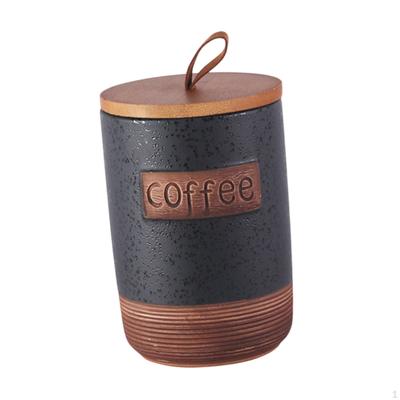 Керамическая банка для кофейных зерен с деревянной крышкой, герметичное хранение чая и специй