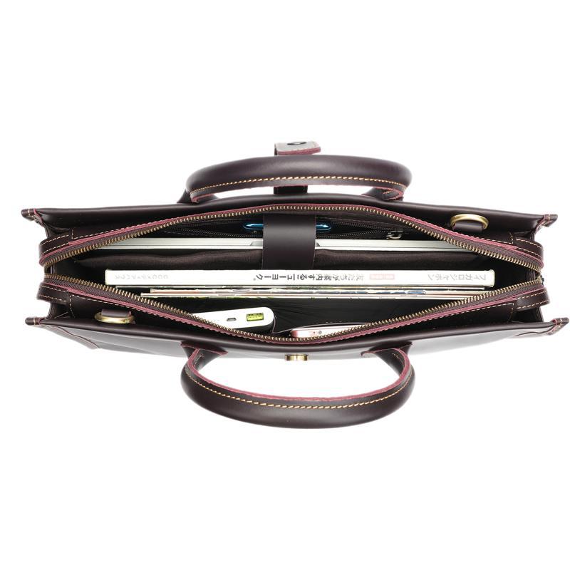 Men's Handbag Genuine Leather Business Computer Cowhide Official Document Bag Briefcase Shoulder Bag
