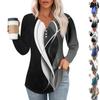 Women's T Shirt Tee Button Print Long Sleeve Daily Weekend Fashion Basic V-Neck Top