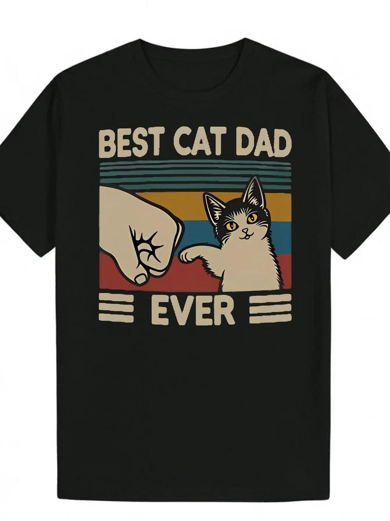 New 2026 Best Cat Dad Ever Cat Retro Vintage Bump Fit Cat Daddy Tshirt Mens Tshirt New 2026  Mens Graphic Tshirts