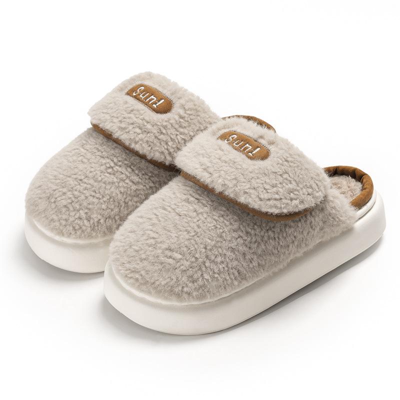 New Cute Bag Head Couple Cotton Slippers Winter Indoor Household Velvet Warm Thick-soled Slippers Can Be Worn Outside