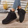 Vintage Women Ankle Boots Retro Outdoor Casual Shoes Fringe Winter Comfortable Luxury Women Shoes Round Toe Snow Boots Ladies