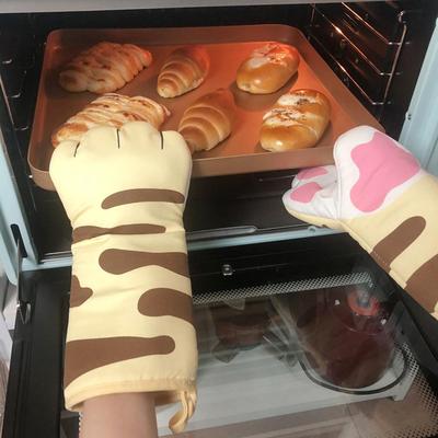1 шт. 3D мультяшные лапки кота, прихватки для духовки, длинные хлопковые перчатки для выпечки, термостойкие нескользящие кухонные перчатки для микроволновки, инструмент