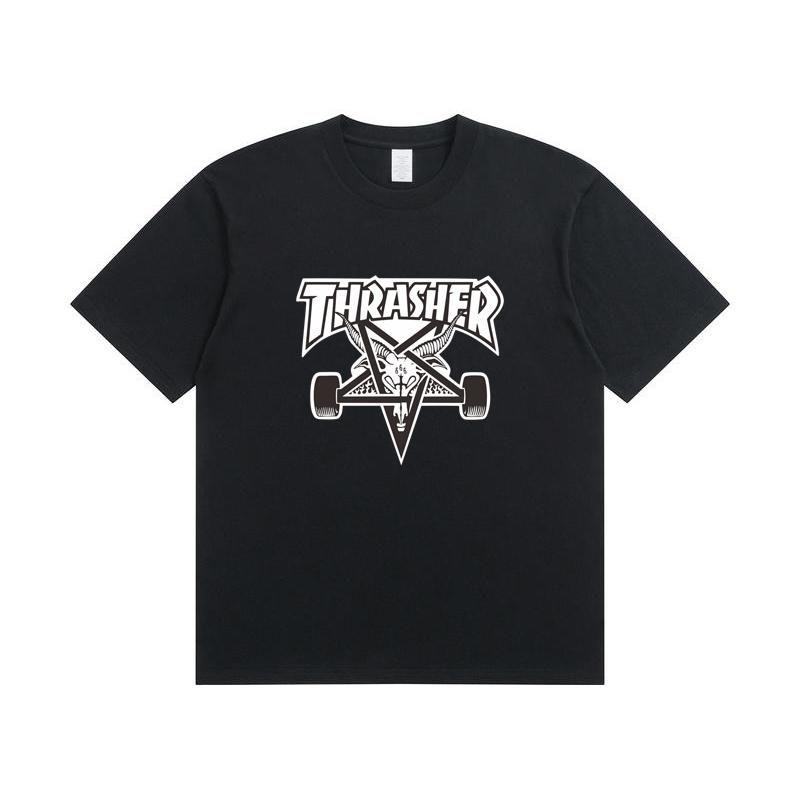 A1-07 Летняя футболка Thrasher с принтом букв для мужчин и женщин, оверсайз, хлопок, короткий рукав, повседневная уличная футболка