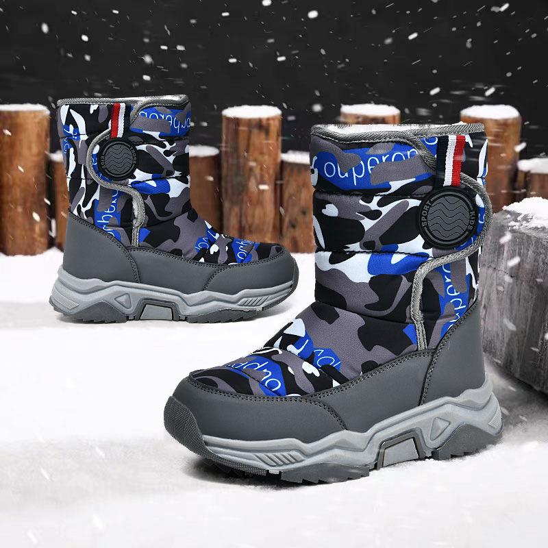 Children's Snow Boots Winter Boys and Girls Fleece Warm and Cold Cotton Boots Non-slip Waterproof Cotton Shoes Cross-border