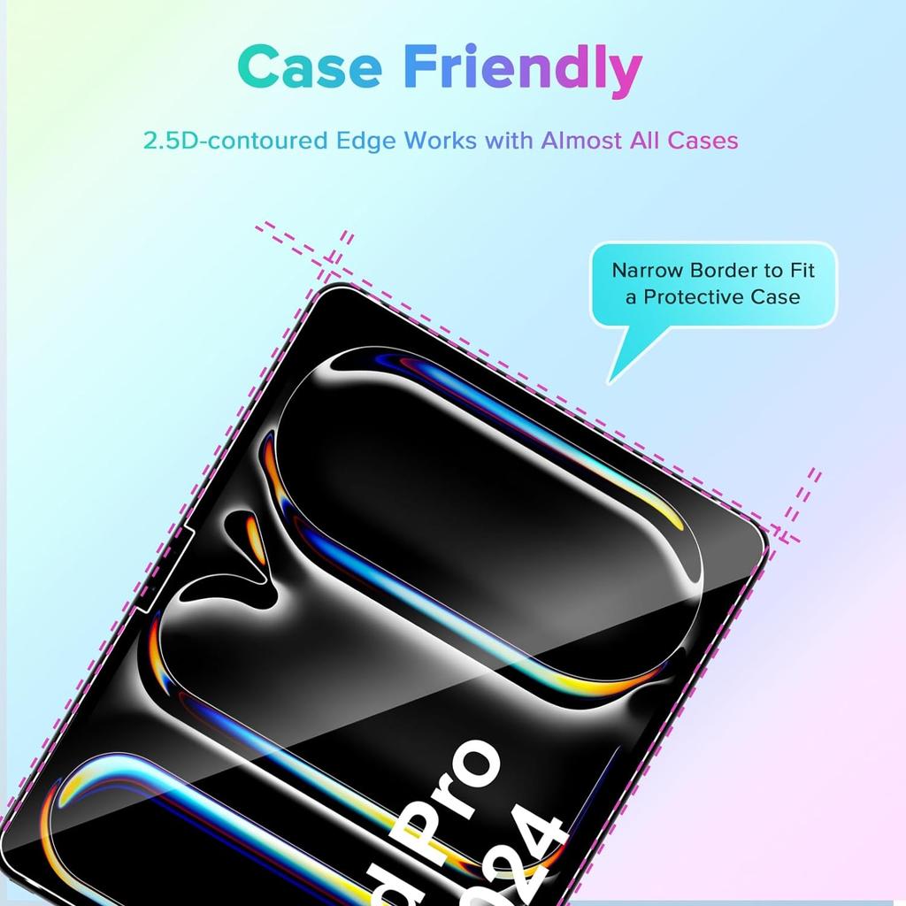 2 шт для iPad Pro 13 (2024) Закаленная стеклянная пленка 2.5D Arc Edge Clear Screen Protector