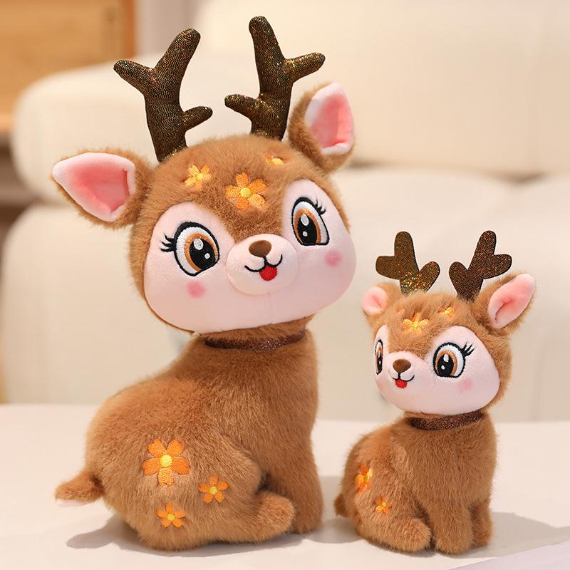 Cute Sika Deer Doll Plush Toy Deer Lying Deer Doll Girls Bag Keychain Children'S Doll