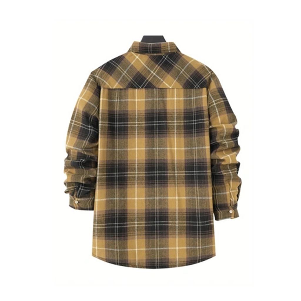 Мужская повседневная рубашка с длинными карманами и рукавами, кардиган с шерстяной основой в тонкую полоску