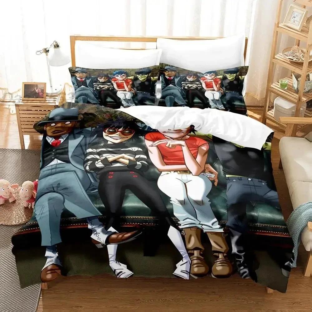3D Printed Band Gorillaz Anime Duvet Cover Pillowcase Bedding Set Adult Boy Girl Bedroom Decoration Twin Full Queen King Size