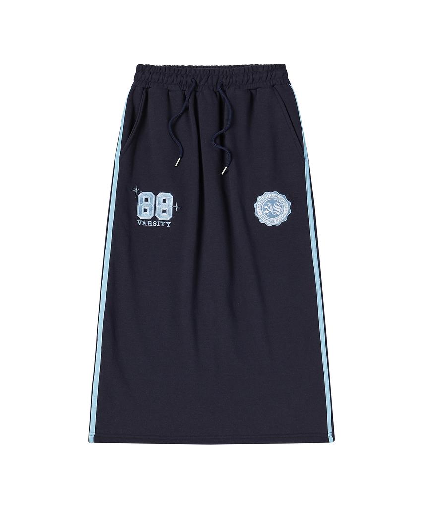 Awesome Studio Line Color Block Sweat Long Skirt Dark Navy