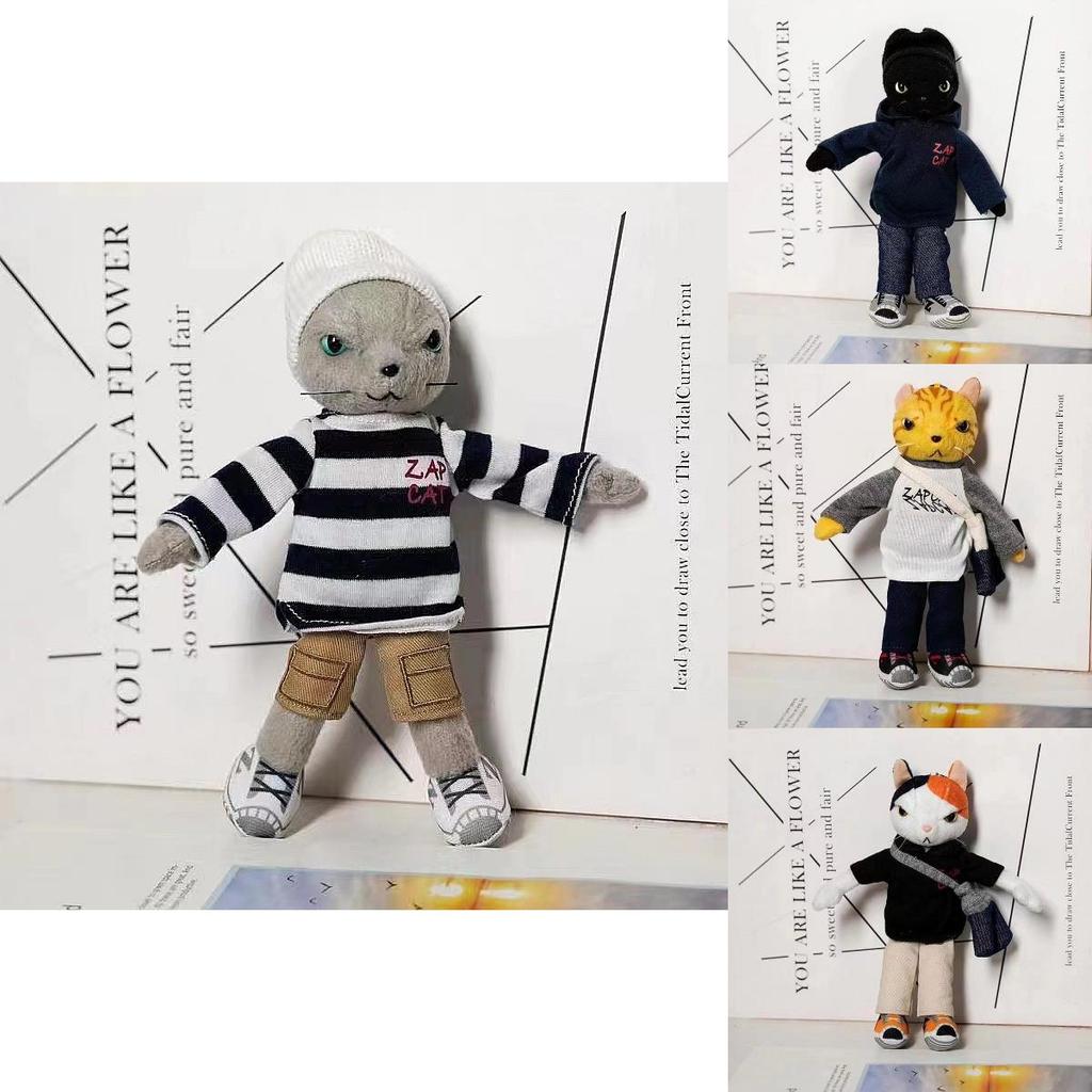 Wear Cool Clothes Cat Cartoon Plush Doll With Pp Cotton Filling For Backpack Decoration