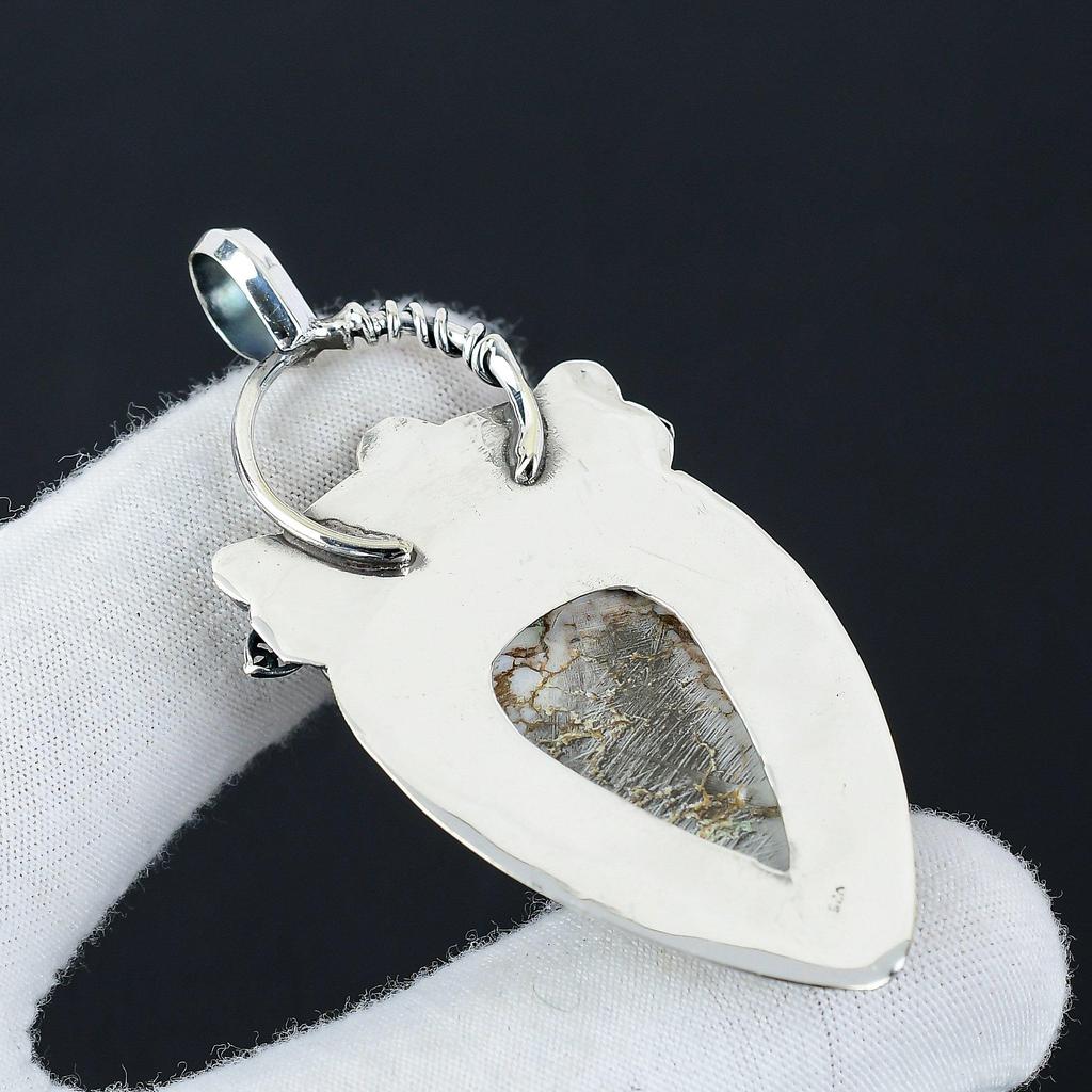 Natural Wild Horse Gemstone Silver Pendant in 925 Sterling Silver- Handmade Flower Design, Everyday Wear Jewelry, Unique Pendant Party Wear Gift