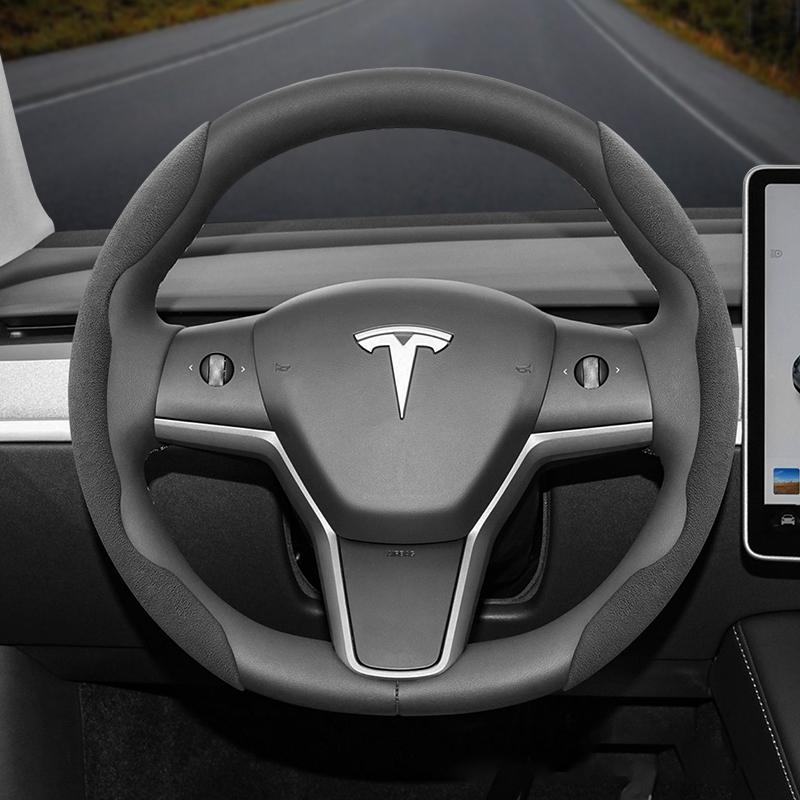 Подходит для Tesla Нескользящая Пряжка Сегментированная Замшевая Накладка на Руль Подходит для Модели 3 Highland 2024 Y X S Juniper Cybertruck Аксессуары