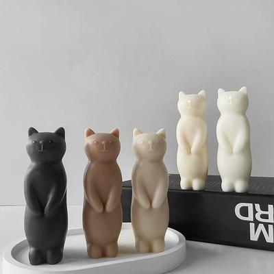 Форма для изготовления свечей в виде стоящего котенка, силиконовые формы с ароматом мультфильмов, декор для дома в виде животного из гипса, подарки ручной работы на день рождения
