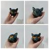 Resin Black Cat Stone Figurine Amber Eyes Luxury Marble Texture  Bookshelf Decor