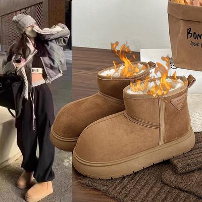 Теплые зимние ботинки на плоской подошве, женские, Kapibara Small Yellow Dolphin, бархатные, утолщенные, зимние, хлопковые ботинки