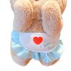 Cartoon Bear Plush Toy with Love Heart Apron Stuffed Animal Plushie Doll DIY Keychain Pendant Decoration Backpack Ornament Birthday Gift