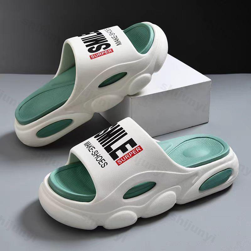 Модные мужские тапочки Модные тапочки для ванной Комфортная домашняя обувь С открытым носком Толстая мягкая подошва Дышащие Плоская платформа Комнатные тапочки