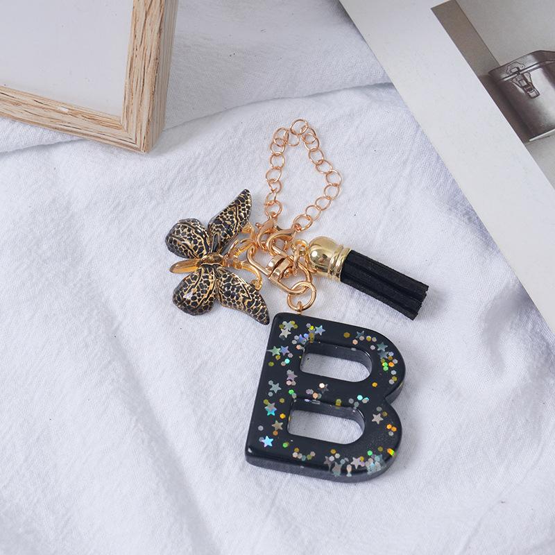Подвески-буквы от A до Z, черная кисточка-бабочка, брелок с инициалом, имя, идентификатор, персонализированная ручка, подвесное украшение, кулон для сумки