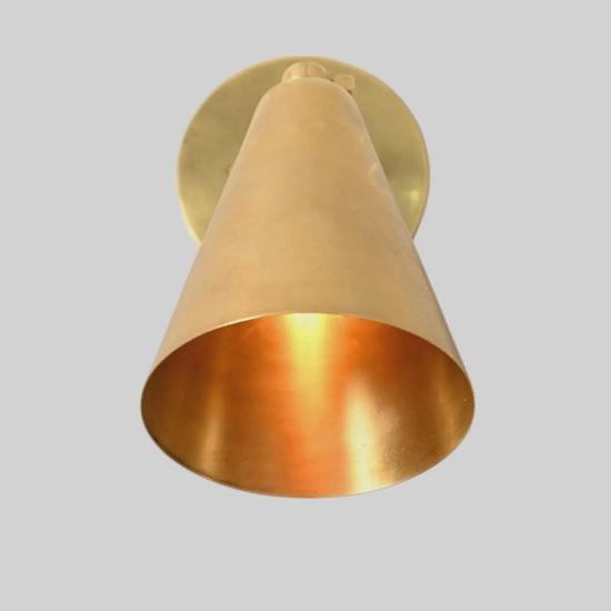 Антикварный латунный конусный настенный светильник в стиле середины века, из необработанной латуни, для декора дома