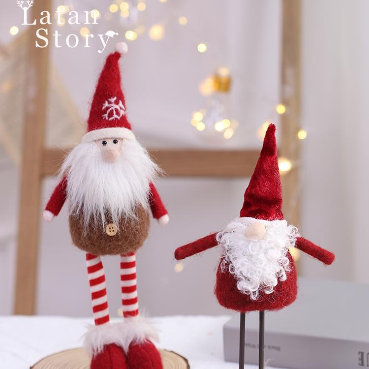 Modern Christmas Santa Ornament With Red Long Legs For Seasonal Home Decor