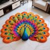 3D Peacock Pattern Plush Rug Non-Slip Backing Easy To Clean Various Sizes Living Room Rug Home Decor