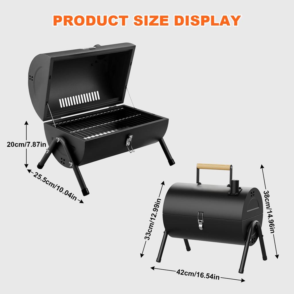Portable Charcoal Grill, Double-Sided Tabletop Small BBQ Grill Barbecue Smoker