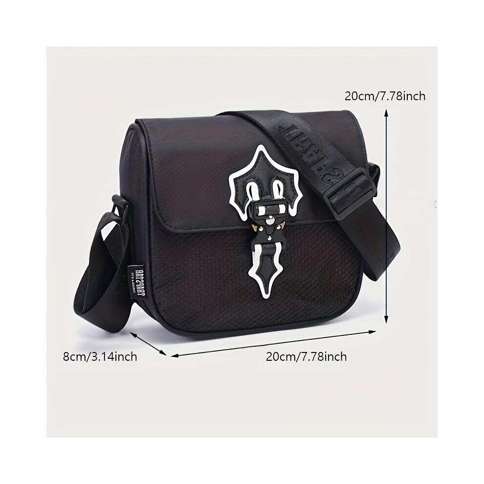 Reflective T Crossbody Bag Trap Star Style Messenger Bag Buckle Decor Flap Shoulder Bag