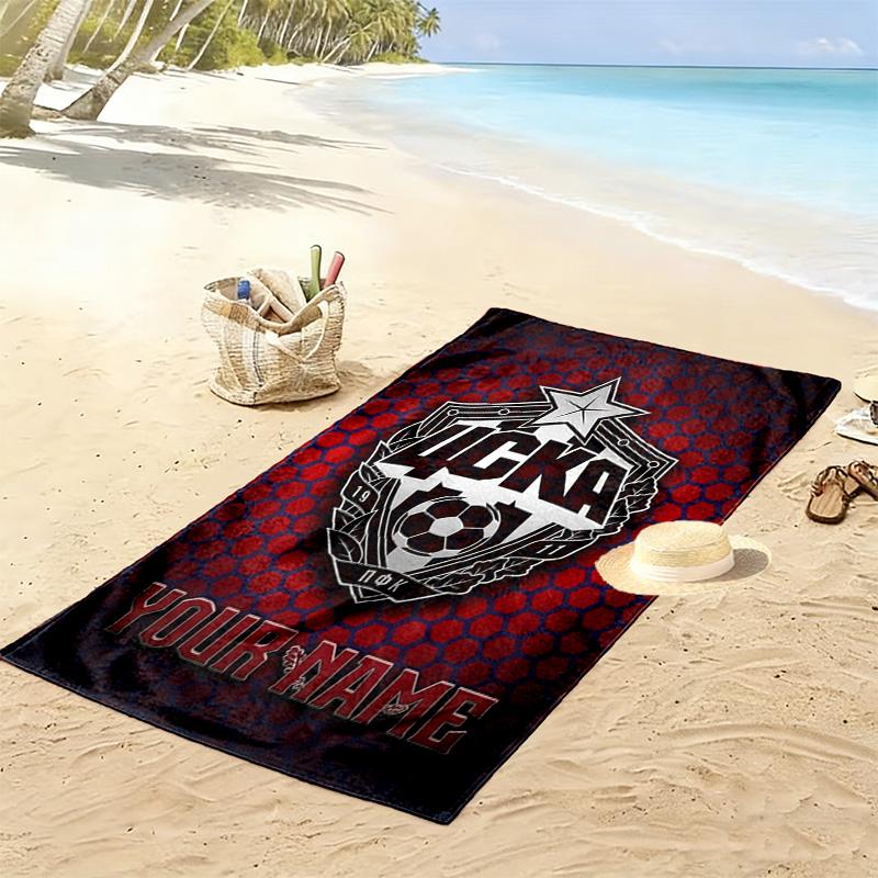 Name Custom PFC CSKA Moscow Print Beach Towel, Large Soft Quick Dry Towel for Beach Camping Swimming