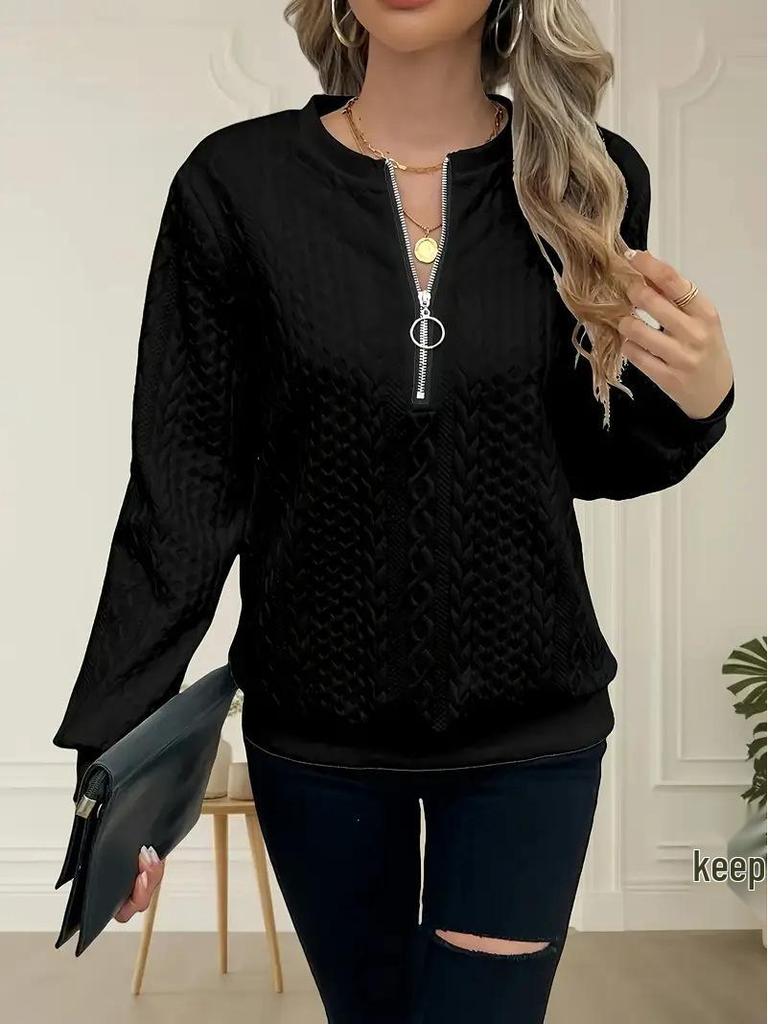 2024 Women's Quilted Casual Zip-Up Hoodie Pullover - European & American Korean Style